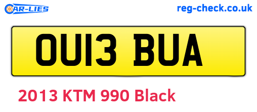 OU13BUA are the vehicle registration plates.