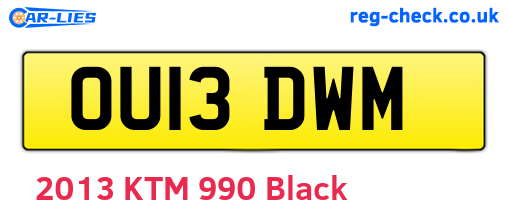 OU13DWM are the vehicle registration plates.