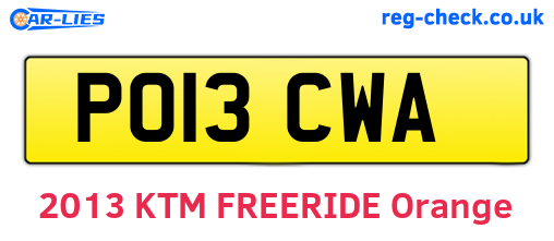 PO13CWA are the vehicle registration plates.