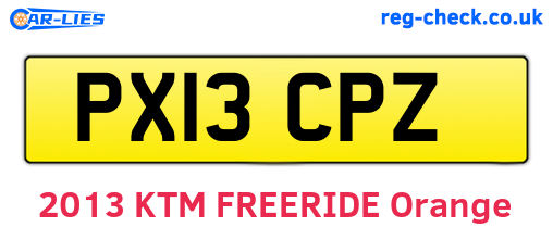 PX13CPZ are the vehicle registration plates.