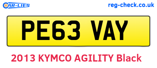 PE63VAY are the vehicle registration plates.