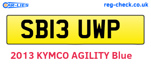 SB13UWP are the vehicle registration plates.