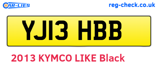 YJ13HBB are the vehicle registration plates.
