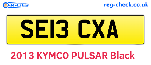 SE13CXA are the vehicle registration plates.
