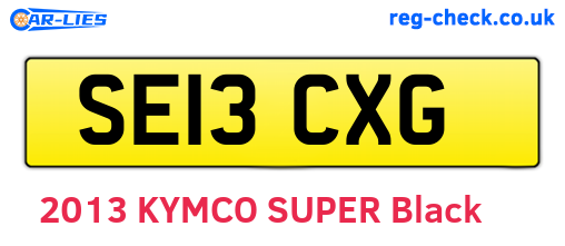 SE13CXG are the vehicle registration plates.