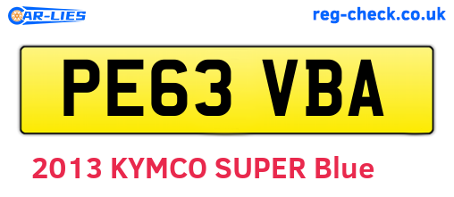 PE63VBA are the vehicle registration plates.