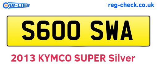 S600SWA are the vehicle registration plates.