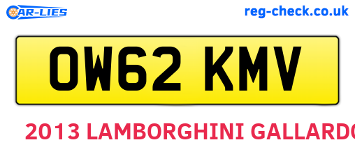 OW62KMV are the vehicle registration plates.