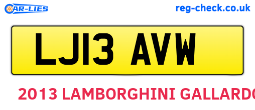LJ13AVW are the vehicle registration plates.