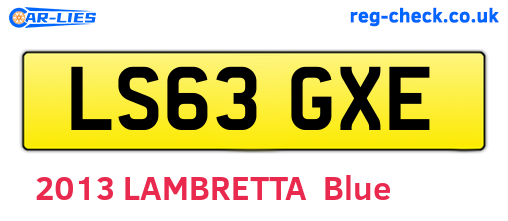 LS63GXE are the vehicle registration plates.