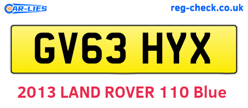 GV63HYX are the vehicle registration plates.