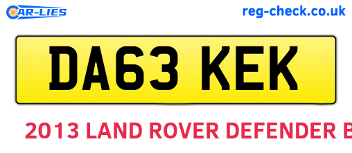 DA63KEK are the vehicle registration plates.