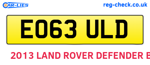 EO63ULD are the vehicle registration plates.