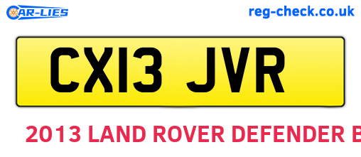 CX13JVR are the vehicle registration plates.