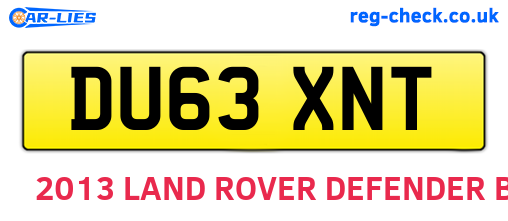DU63XNT are the vehicle registration plates.