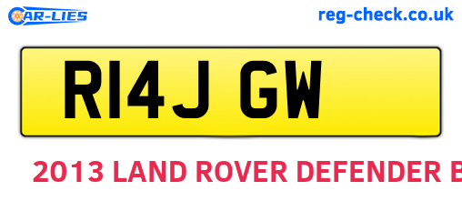 R14JGW are the vehicle registration plates.
