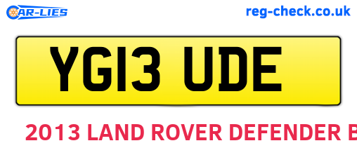 YG13UDE are the vehicle registration plates.