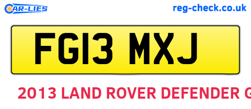 FG13MXJ are the vehicle registration plates.