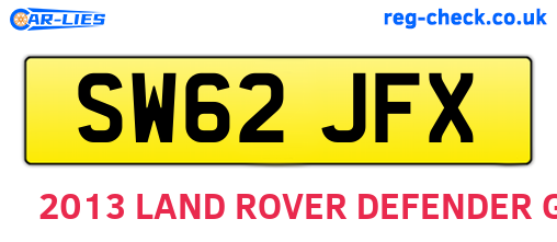 SW62JFX are the vehicle registration plates.