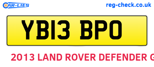 YB13BPO are the vehicle registration plates.