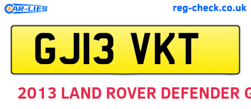 GJ13VKT are the vehicle registration plates.
