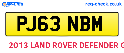 PJ63NBM are the vehicle registration plates.
