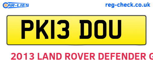 PK13DOU are the vehicle registration plates.