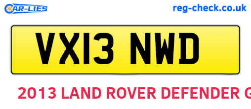 VX13NWD are the vehicle registration plates.