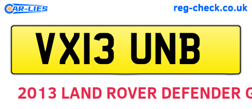 VX13UNB are the vehicle registration plates.