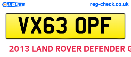 VX63OPF are the vehicle registration plates.
