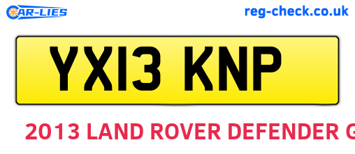 YX13KNP are the vehicle registration plates.