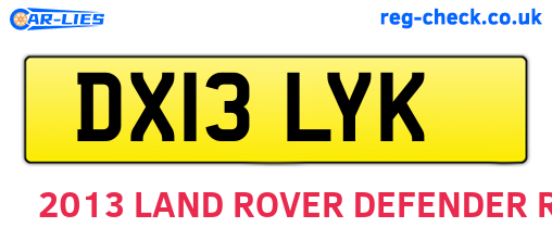 DX13LYK are the vehicle registration plates.