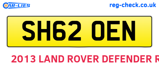 SH62OEN are the vehicle registration plates.