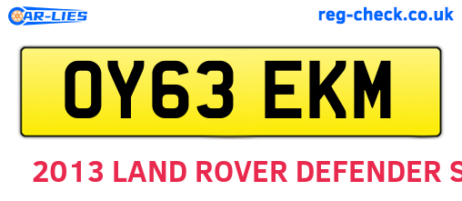OY63EKM are the vehicle registration plates.