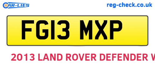 FG13MXP are the vehicle registration plates.