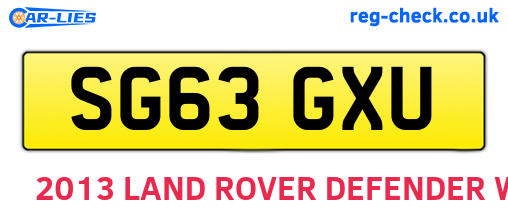 SG63GXU are the vehicle registration plates.