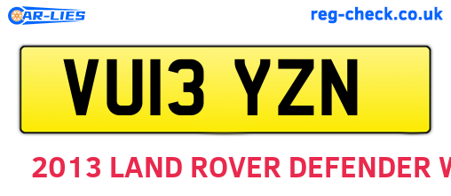 VU13YZN are the vehicle registration plates.