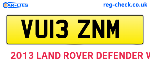 VU13ZNM are the vehicle registration plates.