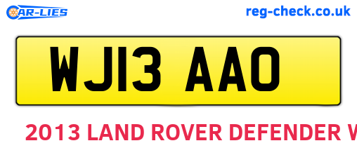 WJ13AAO are the vehicle registration plates.