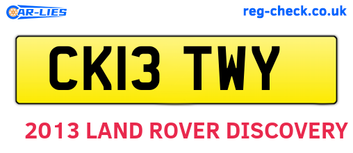 CK13TWY are the vehicle registration plates.