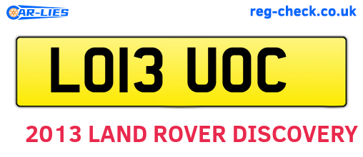 LO13UOC are the vehicle registration plates.