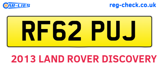 RF62PUJ are the vehicle registration plates.