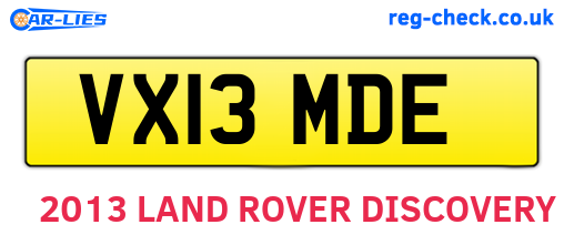 VX13MDE are the vehicle registration plates.