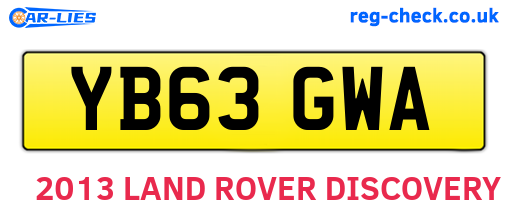 YB63GWA are the vehicle registration plates.