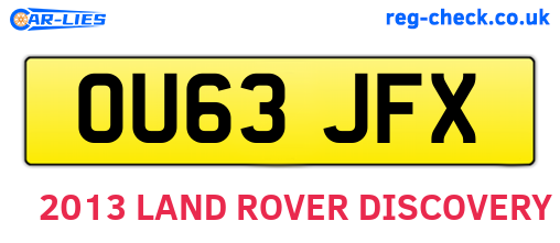 OU63JFX are the vehicle registration plates.