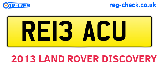 RE13ACU are the vehicle registration plates.