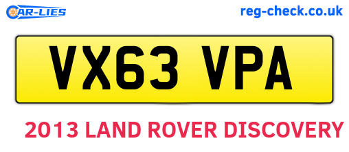 VX63VPA are the vehicle registration plates.