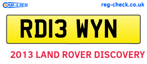 RD13WYN are the vehicle registration plates.