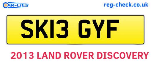 SK13GYF are the vehicle registration plates.