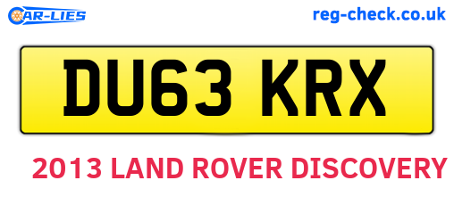 DU63KRX are the vehicle registration plates.